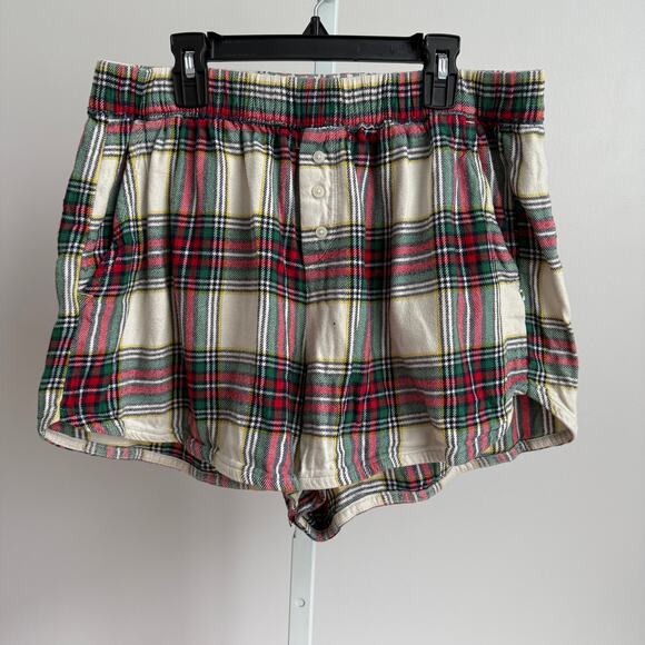 Aerie Shorts Size L White Multi-color Plaid - Picture 1 of 10